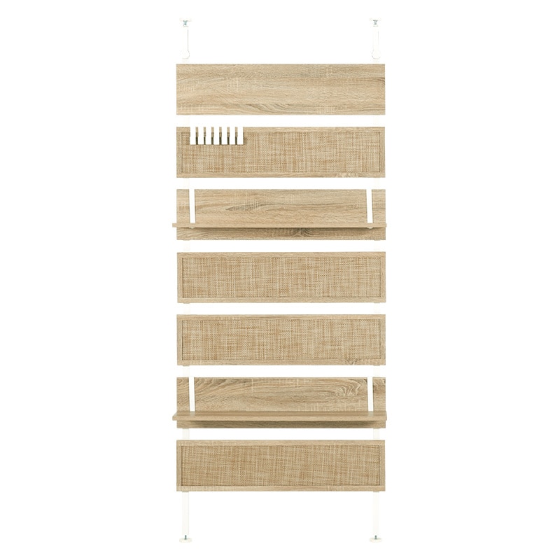 萩原 突っ張りウォールラック　7段階高さ調節　幅80cm  KTR-3128NW 1台（ご注文単位1台）【直送品】