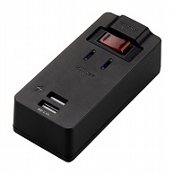 ヤザワコーポレーション ブレーカースイッチ付 1AC2USB 2.4A ブラック H6BKS3102UBK 1個（ご注文単位1個）【直送品】