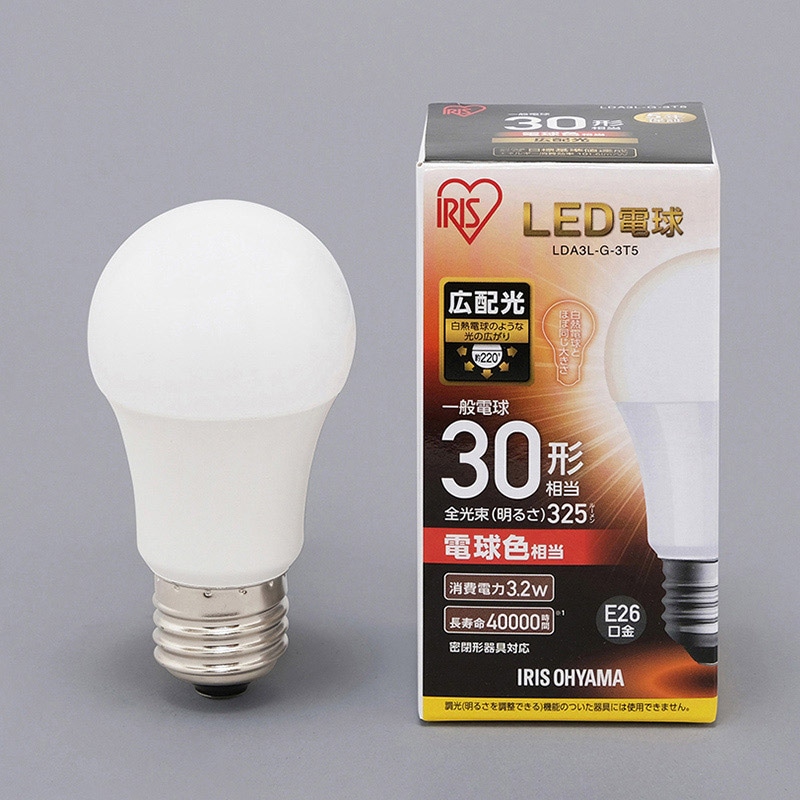 アイリスオーヤマ LED電球　E26口金　広配光タイプ 30形　電球色 LDA3L-G-3T5 1箱（ご注文単位1箱）【直送品】