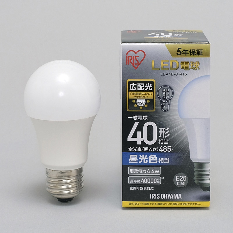 アイリスオーヤマ LED電球　E26口金　広配光タイプ 40形　昼光色 LDA4D-G-4T5 1箱（ご注文単位1箱）【直送品】