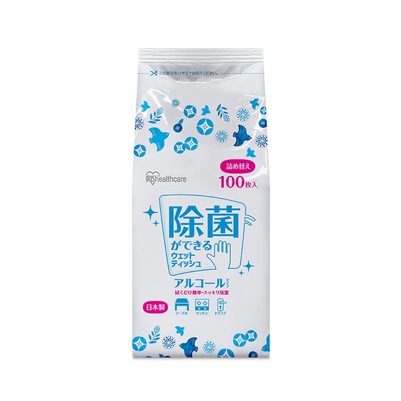 アイリスオーヤマ 除菌ができるウェットティッシュ　詰め替え用 アルコールタイプ　100枚入 288652 1個（ご注文単位1個）【直送品】