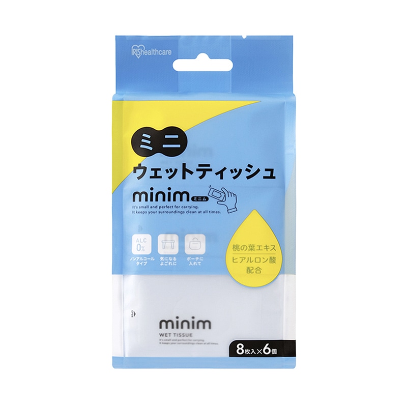 アイリスオーヤマ ミニウェットティッシュ　minim 8枚入×6パック 107074 1個（ご注文単位1個）【直送品】