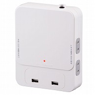 オーム電機 HS-TU4LV1-W 00-1453 拡張コンセント リビング用 4個口+2USB（ご注文単位1袋）【直送品】