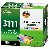 オーム電機 INK-BR3111-4P 01-3875 ブラザー互換 LC3111 4色パック（ご注文単位1袋）【直送品】