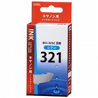 オーム電機 INK-C321B-C 01-4147 キヤノン互換 BCI-321C 染料シアン（ご注文単位1袋）【直送品】