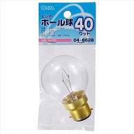 オーム電機 LB-G5B40-C 04-6628 ピン式ボール球 B-22D/40W クリア（ご注文単位1袋）【直送品】