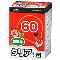 オーム電機 LB-G9660K-CLL 06-0623 白熱ボール電球 60W E26 G95 クリア（ご注文単位1袋）【直送品】