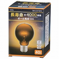 オーム電機 LB-GL9640K-CN 06-0861 長寿命ボール電球E26 40W形 G95クリア（ご注文単位1袋）【直送品】