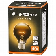 オーム電機 LB-G7640K-CN 06-0867 ボール電球 E26 40W形 G70 クリア（ご注文単位1袋）【直送品】