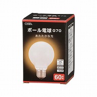 オーム電機 LB-G7660K-WN 06-0870 ボール電球 E26 60W形 G70 ホワイト（ご注文単位1袋）【直送品】