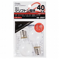 オーム電機 KR100/110V36WW/2P 06-2587 ミニクリプトン球 40形相当 PS-35 E17 ホワイト 2個入（ご注文単位1袋）【直送品】