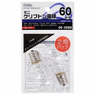 オーム電機 KR100/110V54WC/2P 06-2588 ミニクリプトン球 60形相当 PS-35 E17 クリア 2個入（ご注文単位1袋）【直送品】