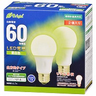 オーム電機 LDA7N-GAG272P 06-4353 LED電球 E26 60形相当 昼白色 2個入（ご注文単位1袋）【直送品】