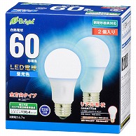 オーム電機 LDA7D-GAG272P 06-4354 LED電球 E26 60形相当 全方向 昼光色 2個入り（ご注文単位1袋）【直送品】