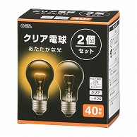 オーム電機 LB-D5640C-2PN 06-4739 白熱電球 E26 40W形 クリア 2個セット（ご注文単位1袋）【直送品】