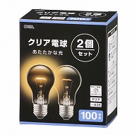 オーム電機 LB-D66100C-2PN 06-4743 白熱電球 E26 100W形 クリア 2個セット（ご注文単位1袋）【直送品】