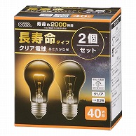 オーム電機 LB-DL5638C-2PN 06-4753 長寿命白熱電球 E26 40W形 クリア 2個セット （ご注文単位1袋）【直送品】