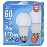 オーム電機 LDA8D-GAG62P 06-5522 LED電球 E26 60形相当 昼光色 2個入（ご注文単位1袋）【直送品】