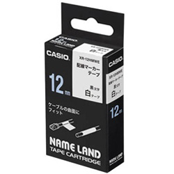 カシオ 配線マーカーテープ NAME LAND（ネームランド） 白 XR-12HM-WE ［黒文字 /12mm幅］ XR12HMWE 1個（ご注文単位1個）【直送品】