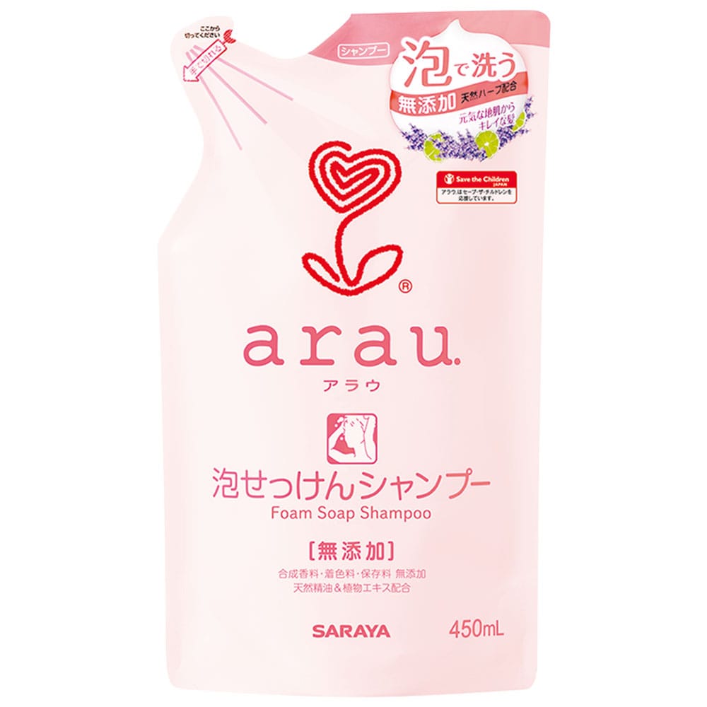 サラヤ　arau.(アラウ) 泡せっけんシャンプー 詰替用 450mL　1個（ご注文単位1個）【直送品】