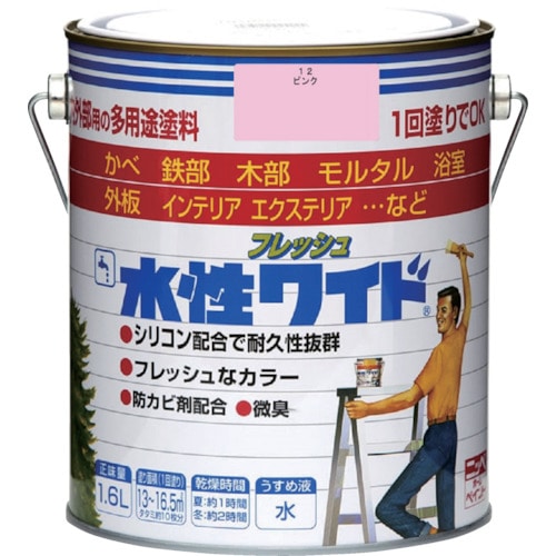 トラスコ中山 ニッぺ 水性フレッシュワイド 1.6L ピンク HTA184－1.6 827-9563  (ご注文単位1缶) 【直送品】