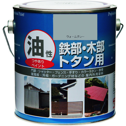 トラスコ中山 ニッぺ 油性鉄部・木部・トタン用 1.6L ウォームグレー HYJ007－1.6 859-9360  (ご注文単位1缶) 【直送品】