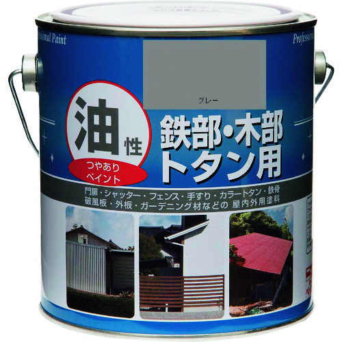 トラスコ中山 ニッぺ 油性鉄部・木部・トタン用 1.6L グレー HYJ009－1.6 859-9363  (ご注文単位1缶) 【直送品】