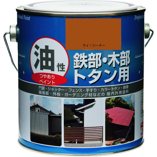 トラスコ中山 ニッぺ 油性鉄部・木部・トタン用 1.6L ライトカーキー HYJ069－1.6 859-9391  (ご注文単位1缶) 【直送品】