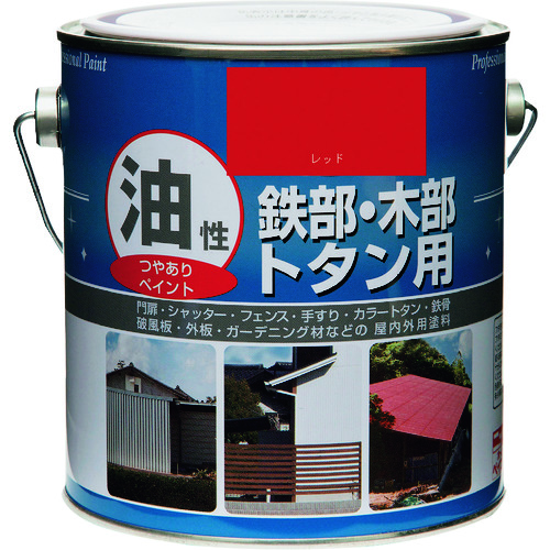 トラスコ中山 ニッぺ 油性鉄部・木部・トタン用 1.6L レッド HYJ113－1.6 859-9408  (ご注文単位1缶) 【直送品】