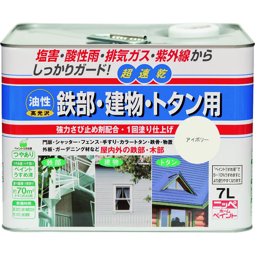 トラスコ中山 ニッぺ 油性鉄部・建物・トタン用 7L アイボリー HUB102－7 859-8958  (ご注文単位1缶) 【直送品】