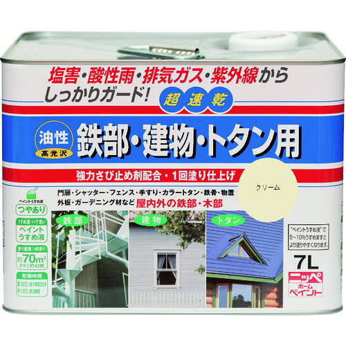 トラスコ中山 ニッぺ 油性鉄部・建物・トタン用 7L クリーム HUB104－7 859-8959  (ご注文単位1缶) 【直送品】