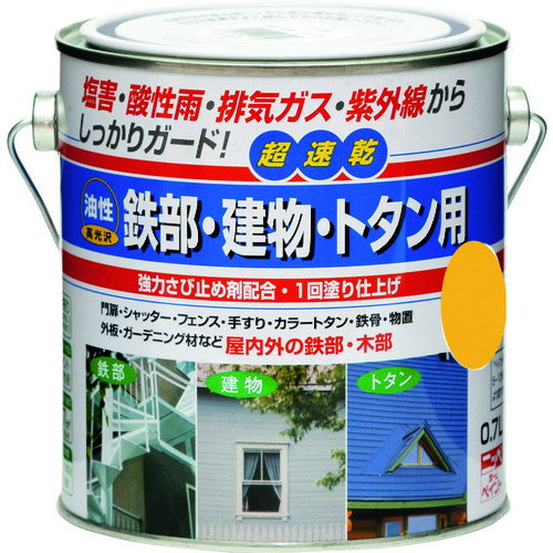 トラスコ中山 ニッぺ 油性鉄部・建物・トタン用 0.7L キイロ HUB108－0.7 157-6944  (ご注文単位1缶) 【直送品】