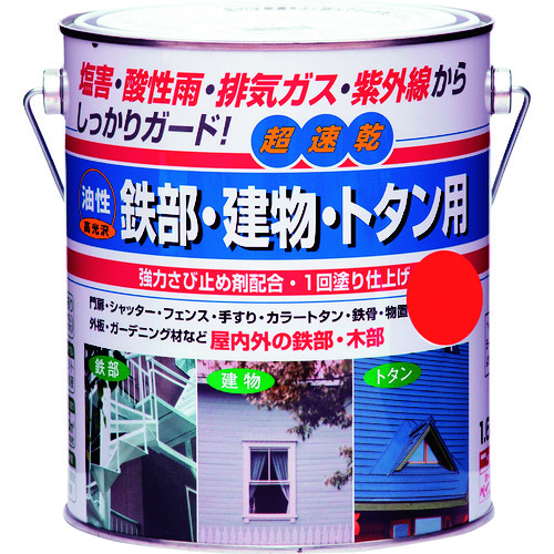 トラスコ中山 ニッぺ 油性鉄部・建物・トタン用 1.6L アカ HUB109－1.6 157-8505  (ご注文単位1缶) 【直送品】