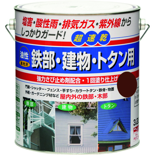 トラスコ中山 ニッぺ 油性鉄部・建物・トタン用 3.2L チョコレート HUB114－3.2 157-6948  (ご注文単位1缶) 【直送品】