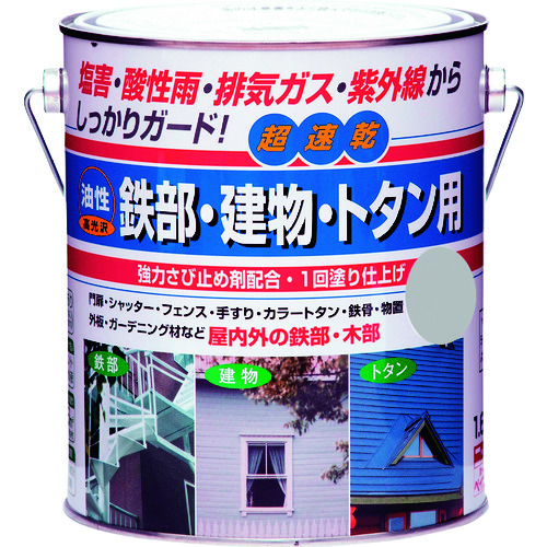 トラスコ中山 ニッぺ 油性鉄部・建物・トタン用 1.6L グレー HUB121－1.6 157-6934  (ご注文単位1缶) 【直送品】