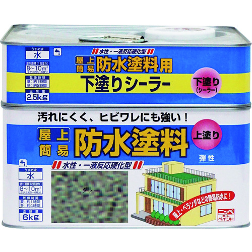 トラスコ中山 ニッぺ 水性屋上防水塗料セット 8.5kg グレー HUP002－8.5 859-9045  (ご注文単位1缶) 【直送品】