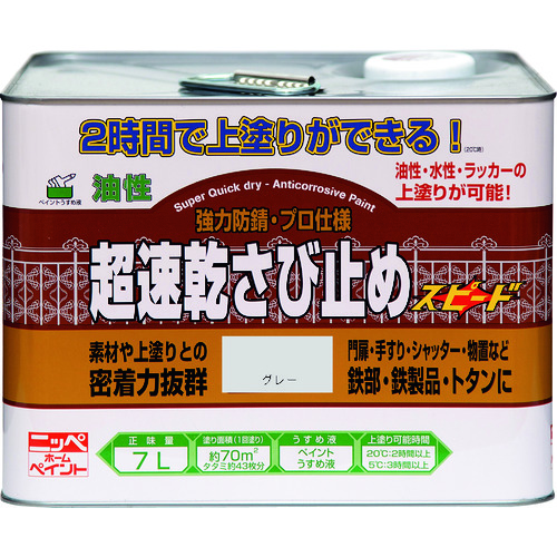 トラスコ中山 ニッぺ 超速乾さび止め 7L グレー HWC102－7 859-9139  (ご注文単位1缶) 【直送品】