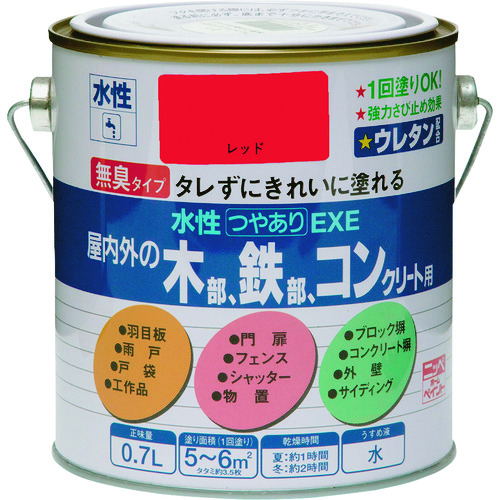 トラスコ中山 ニッぺ 水性つやありEXE 0.7L レッド HSU107－0.7 859-8810  (ご注文単位1缶) 【直送品】