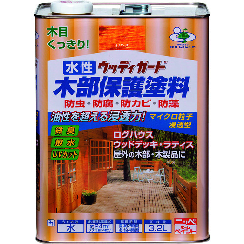 トラスコ中山 ニッぺ 水性ウッディガード 3.2L けやき HW203－3.2 859-9070  (ご注文単位1缶) 【直送品】