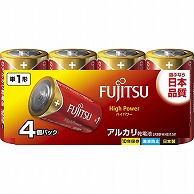 オーム電機 27390 17-0091 富士通 単1形アルカリ乾電池 4本入 ハイパワー（ご注文単位1袋）【直送品】