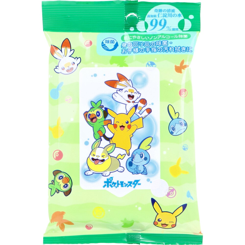 ハヤシ商事　ポケットモンスター ウエットティシュ 水99％ ノンアルコール除菌 20枚入 1パック（ご注文単位1パック）【直送品】