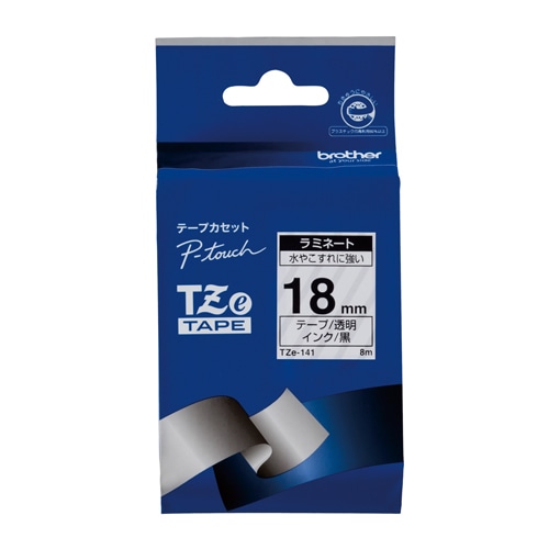 TZE-141 ピータッチテープ18mm透明／黒 1個 (ご注文単位1個)【直送品】