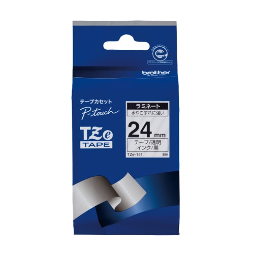 TZE-151 ピータッチテープ24mm透明／黒 1個 (ご注文単位1個)【直送品】