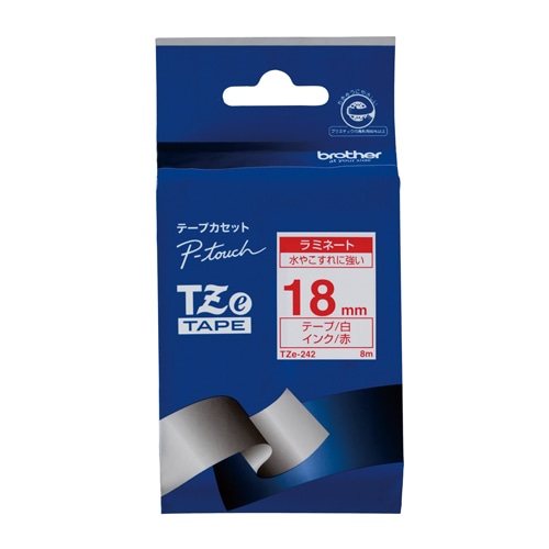 TZE-242 ピータッチテープ18mm白／赤 1個 (ご注文単位1個)【直送品】