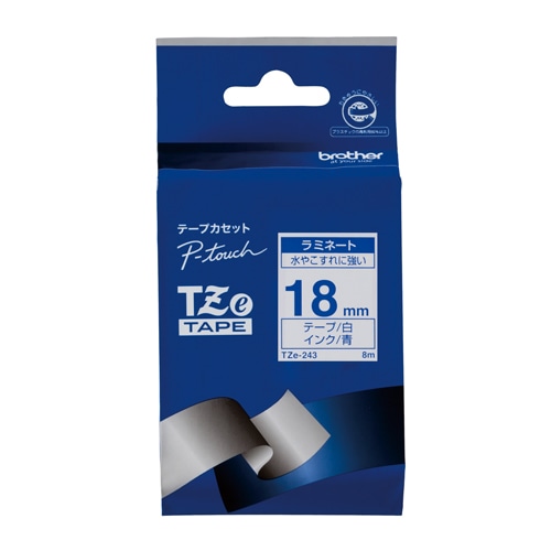 TZE-243 ピータッチテープ18mm白／青 1個 (ご注文単位1個)【直送品】