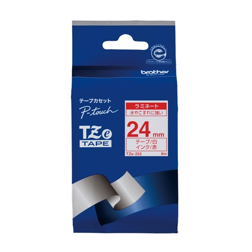 TZE-252 ピータッチテープ24mm白／赤 1個 (ご注文単位1個)【直送品】