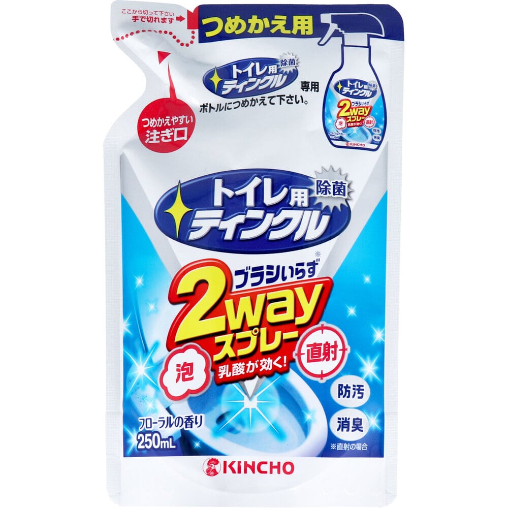 大日本除虫菊　金鳥 トイレ用ティンクル 直射・泡 2Wayスプレー フローラルの香り 詰替用 250mL　1個（ご注文単位1個）【直送品】