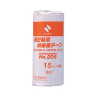 208-15 紙粘着テープ208　15mm　茶　8巻 1袋 (ご注文単位1袋)【直送品】