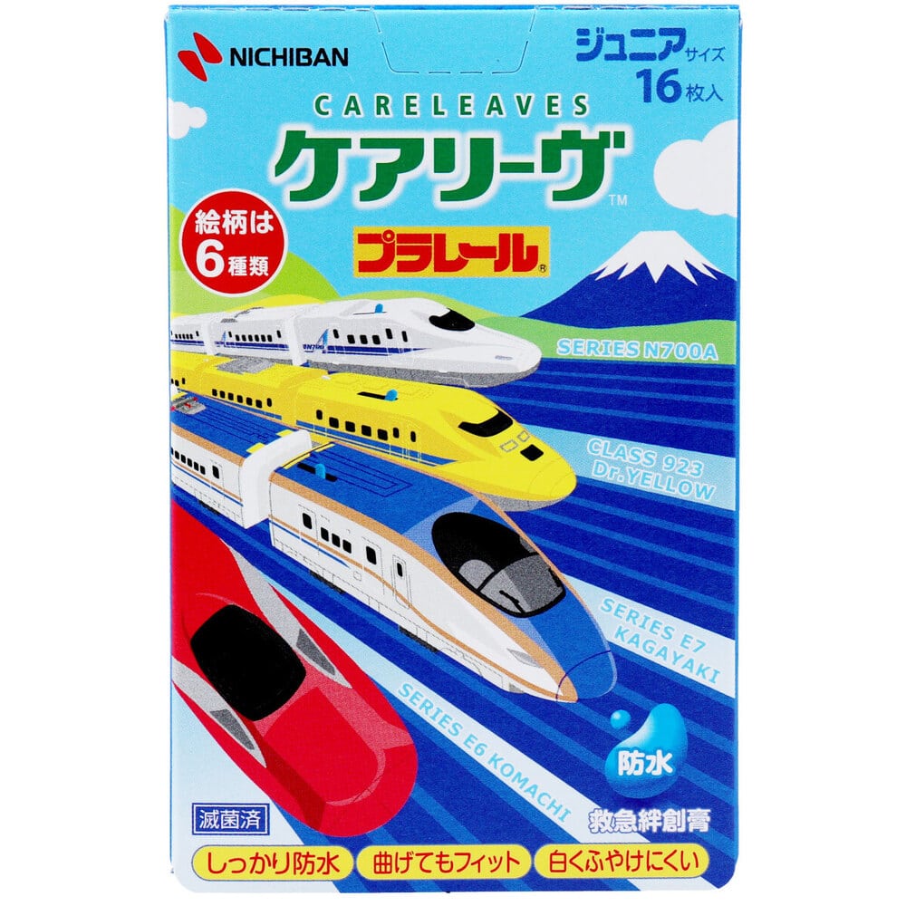 ニチバン　ケアリーヴ プラレール 防水タイプ ジュニアサイズ CLB16PRN 16枚入　1箱（ご注文単位1箱）【直送品】