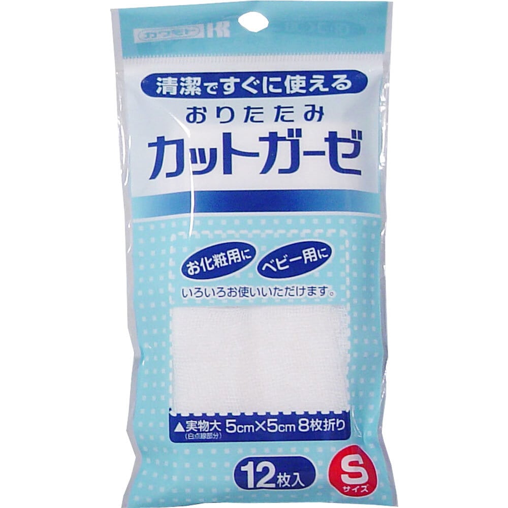 川本産業　おりたたみカットガーゼ Sサイズ 12枚入　1パック（ご注文単位1パック）【直送品】